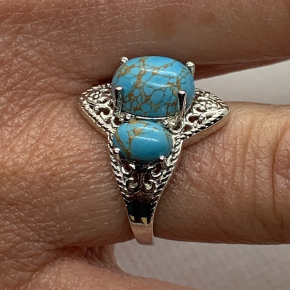 Mojave Blue Turquoise Ring in Platinum Bond Brass - Picture 6 of 6